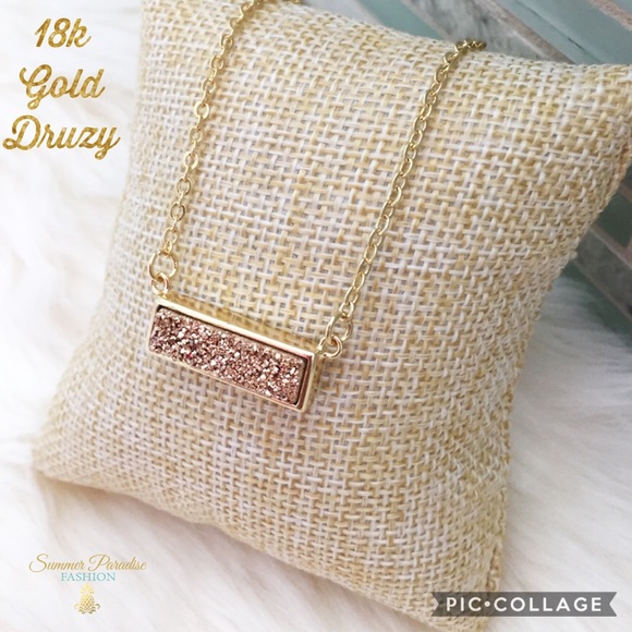 🆕 18k Rosegold Druzy Necklace - Picture 3 of 3