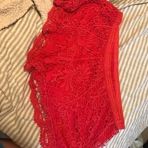 Coral lace shorts