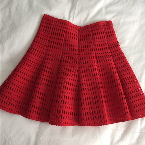 Sandro Dresses & Skirts - Sandro red laser cut skirt size 1