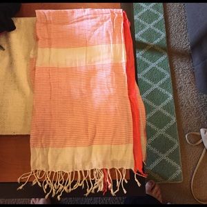 Coral and cream scarf