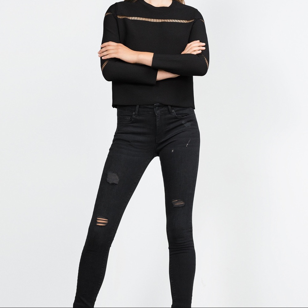 Zara distressed skinny jeans