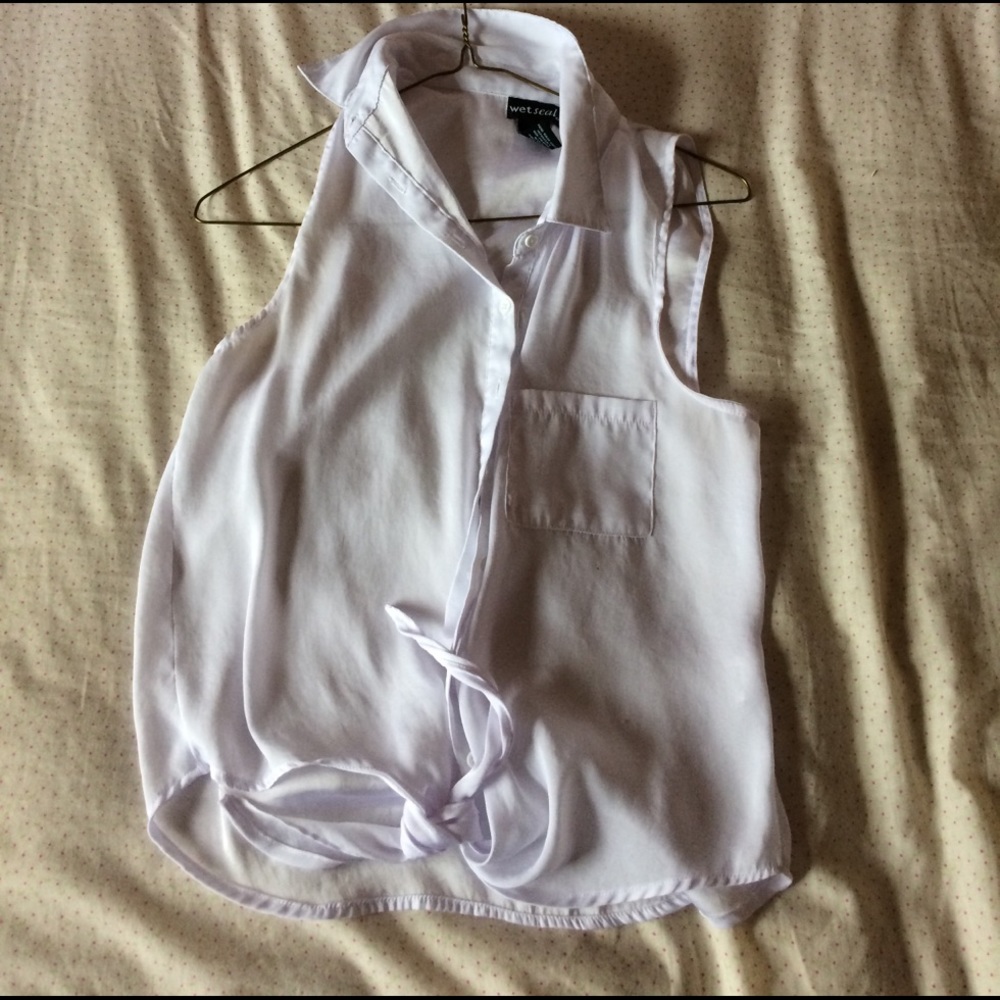 White tie up shirt