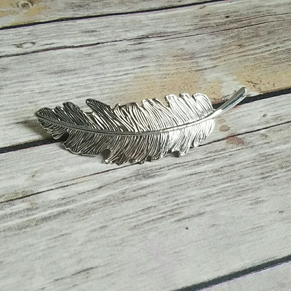 🔴Feather silver hair clip