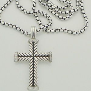 David Yurman Men's Chevron Cross and Chain