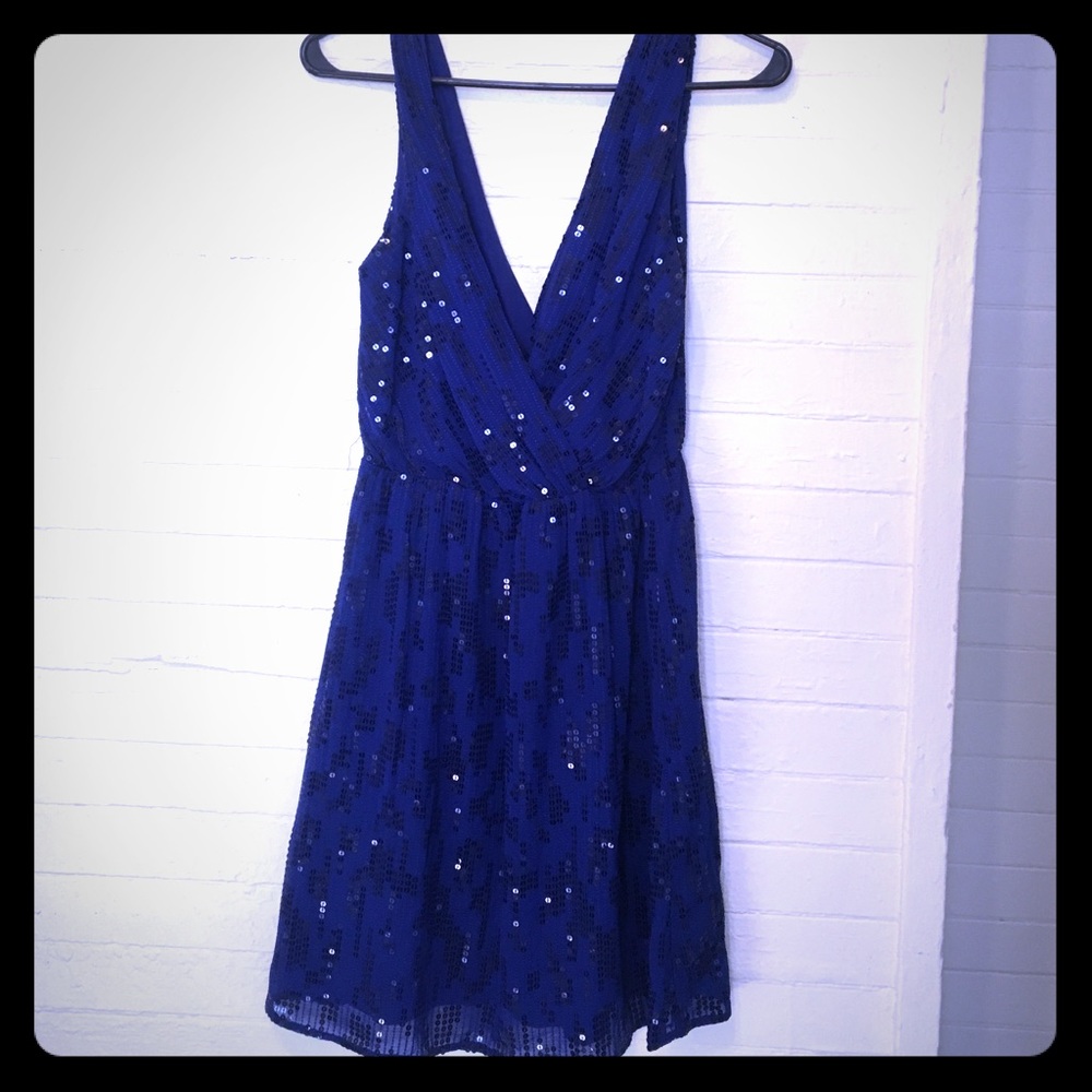 Express double v neck sequined dress