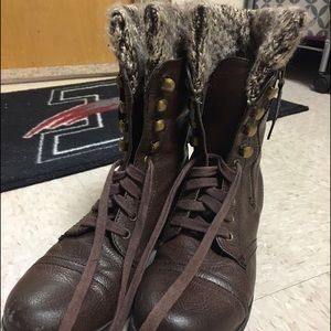 Brown Lace-Up Combat Boots