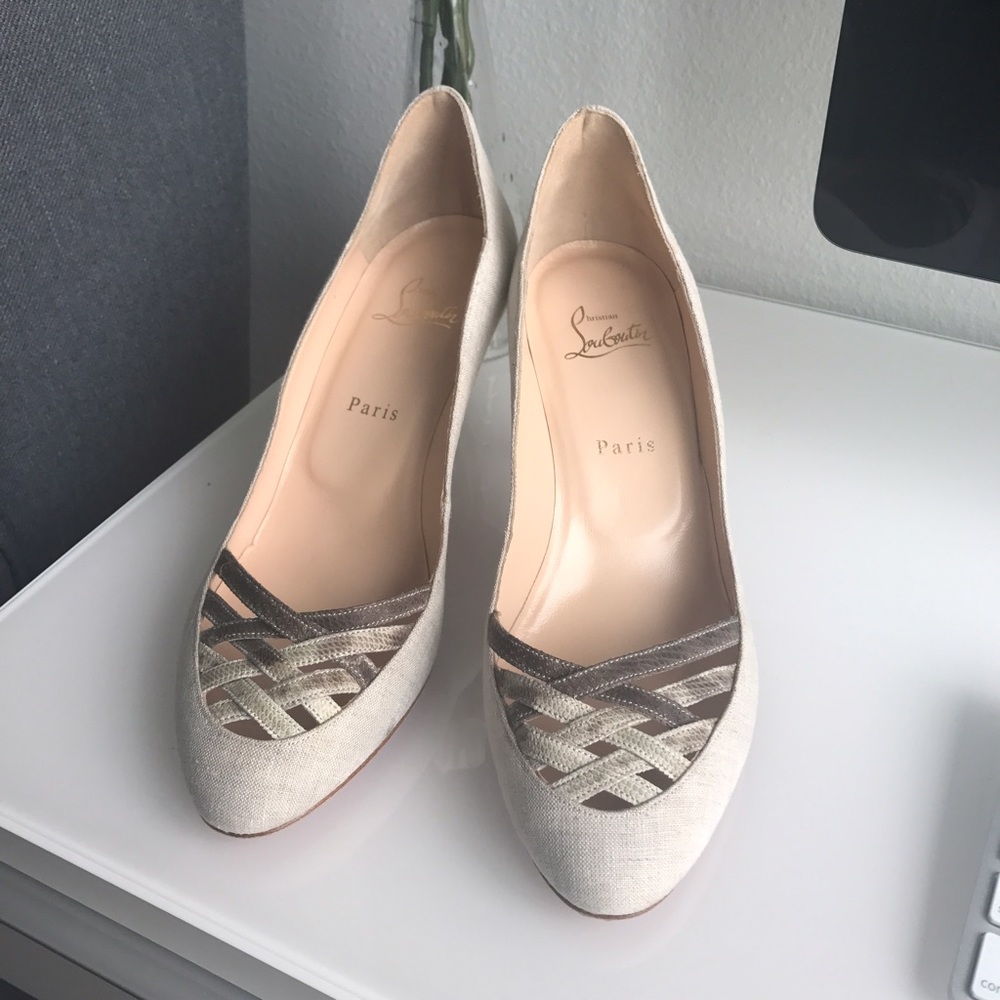 Christian Louboutin canvas kitten heels - Picture 1 of 7