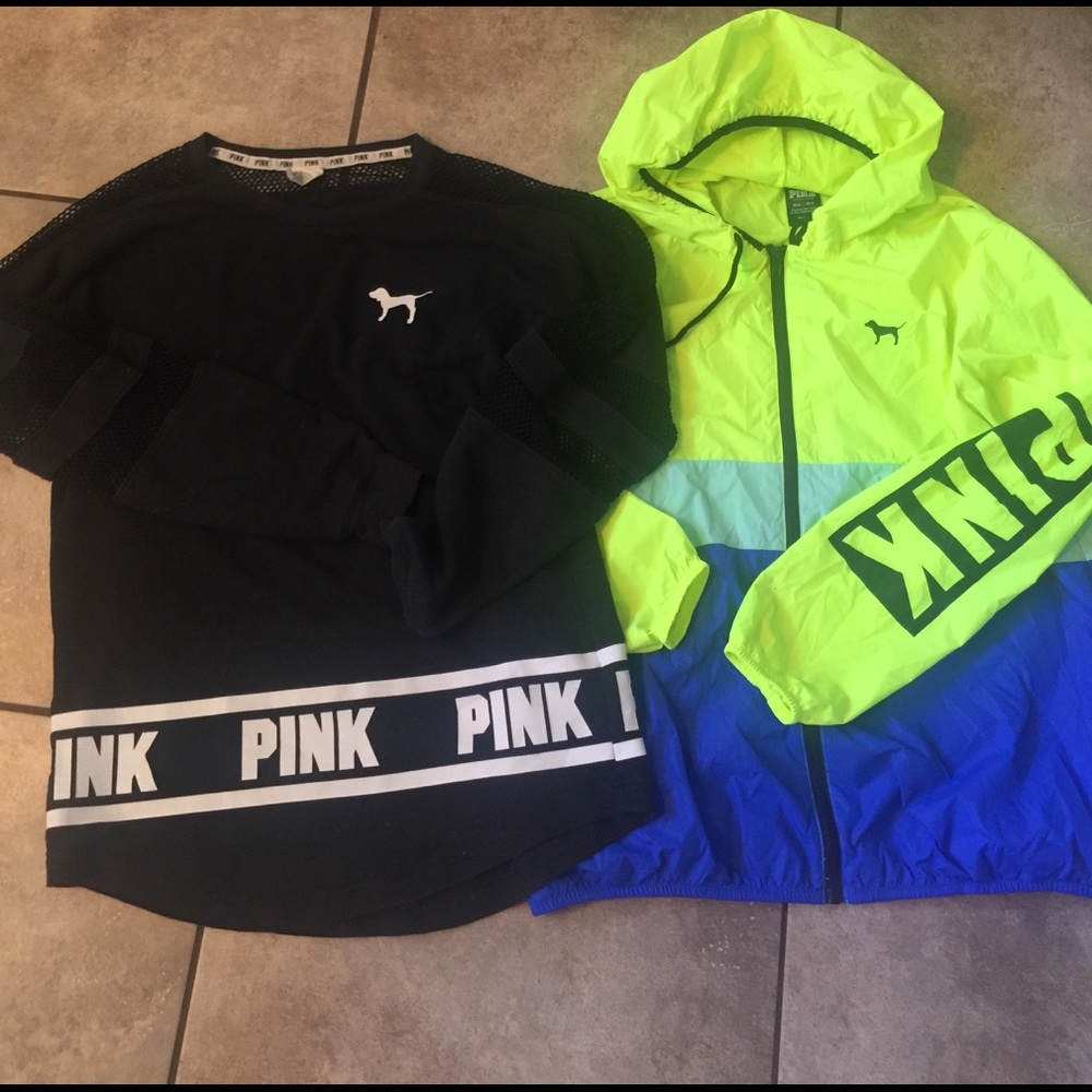 Vs pink windbreaker & mesh crew 🖤