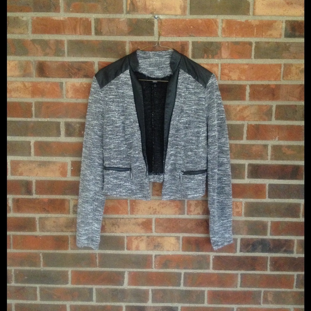Mossimo Grey Blazer With Feaux Leather