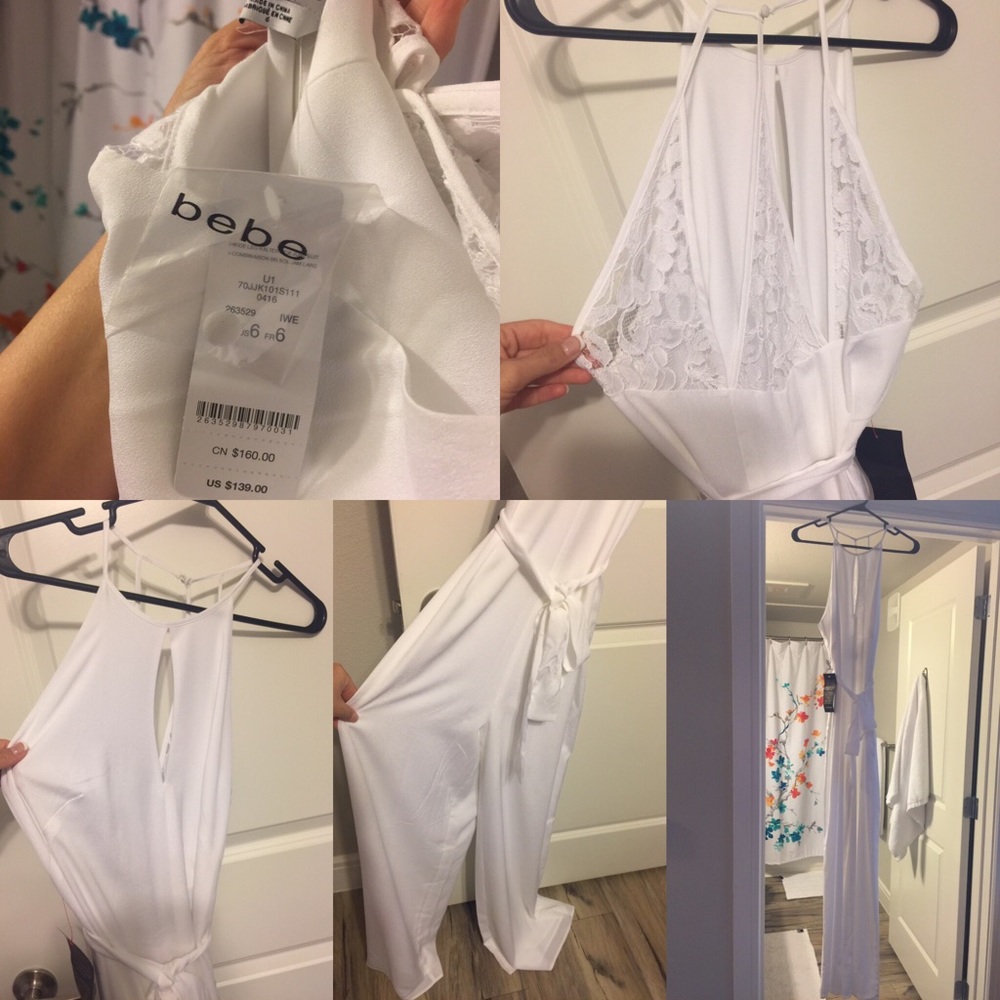 Sold!!!NWT! Bebe white pant one-piece! - Picture 1 of 1