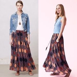Anthropologie Maeve Hexprint Maxi Skirt