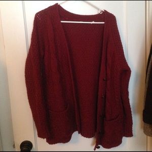 BDG Maroon Knit Cardigan