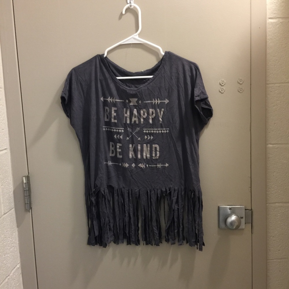 Gray Fringe Top