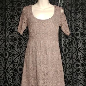 Brown Pins and Needles Crochet Lace Dress