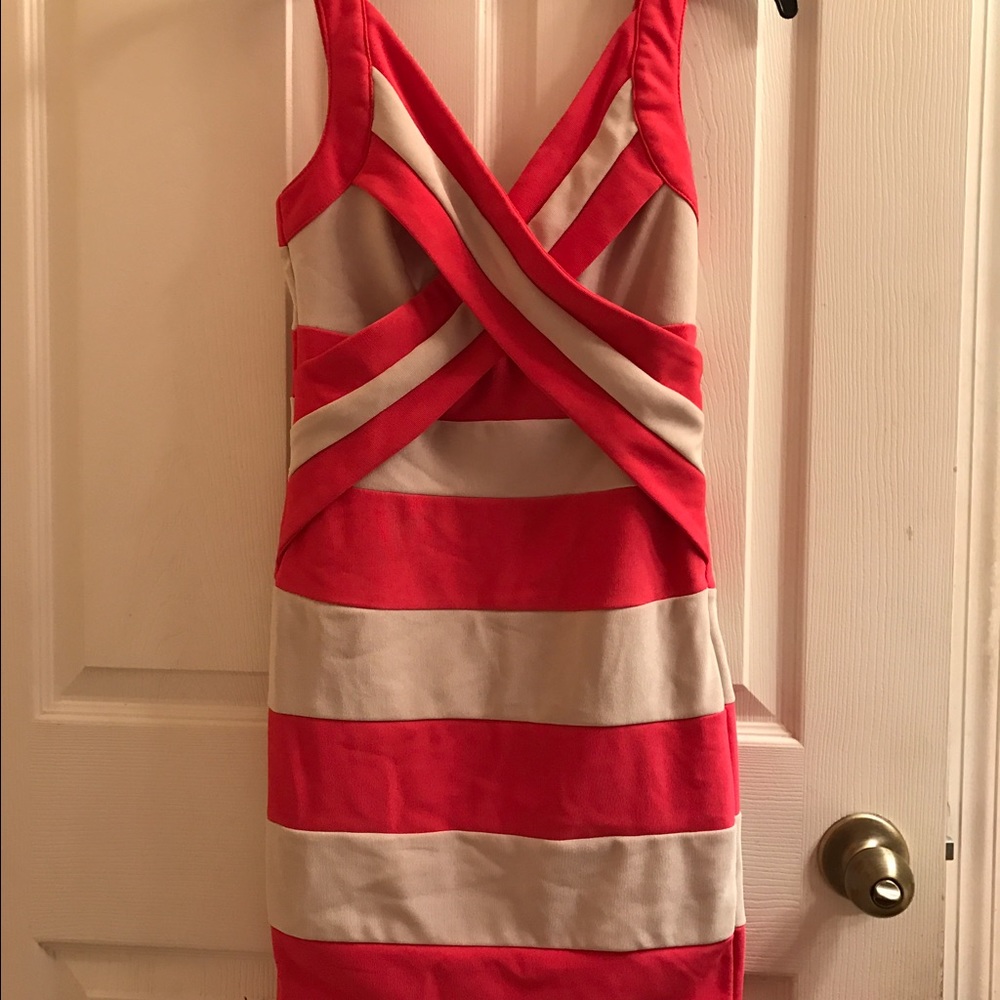 Color block body con dress