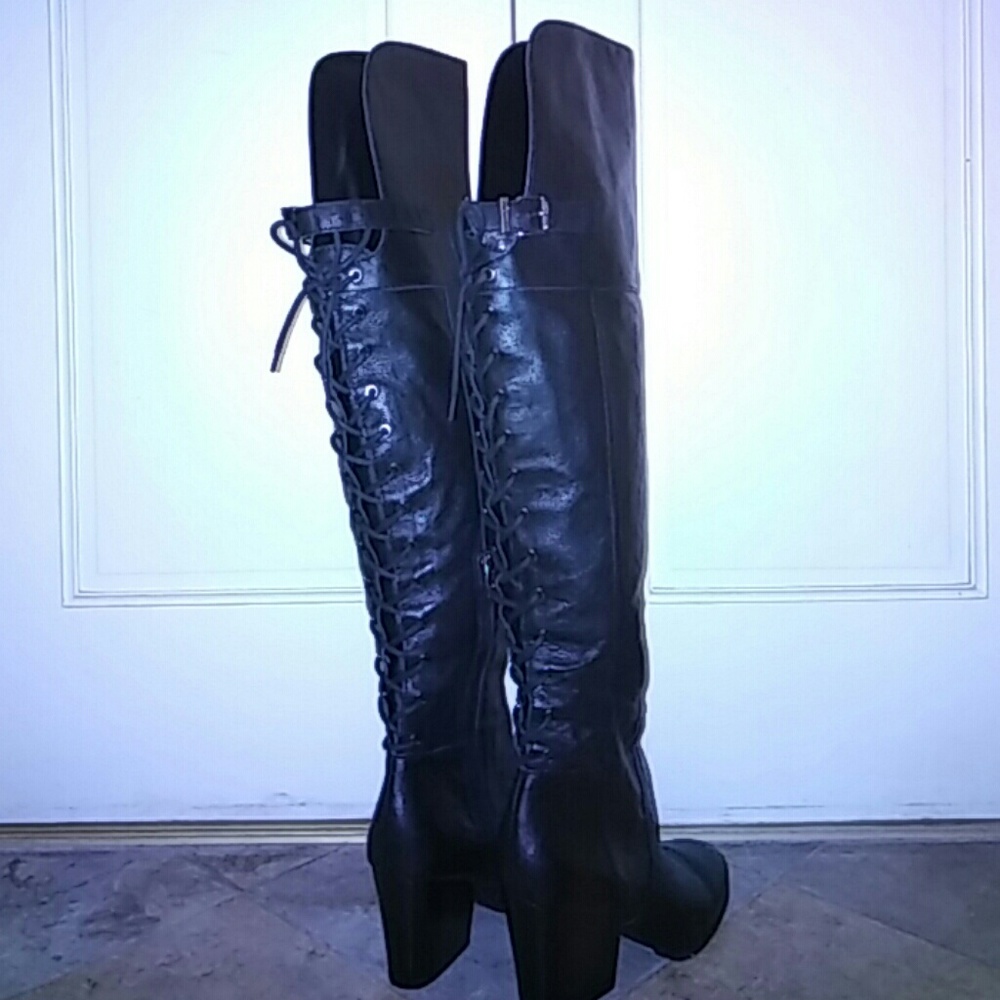 Circus by Sam Edelman Black Leather Over the Knee