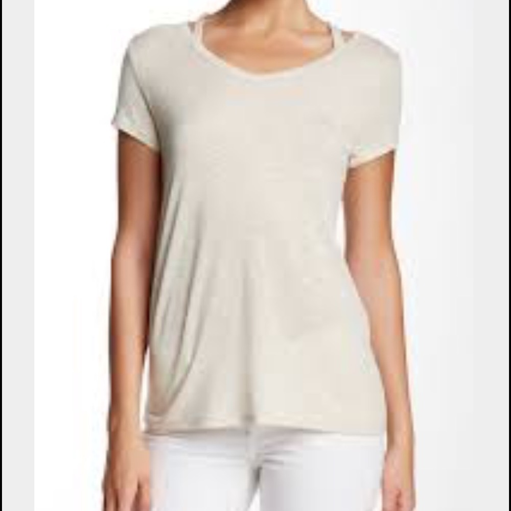 Cutout V-neck Slub Tee