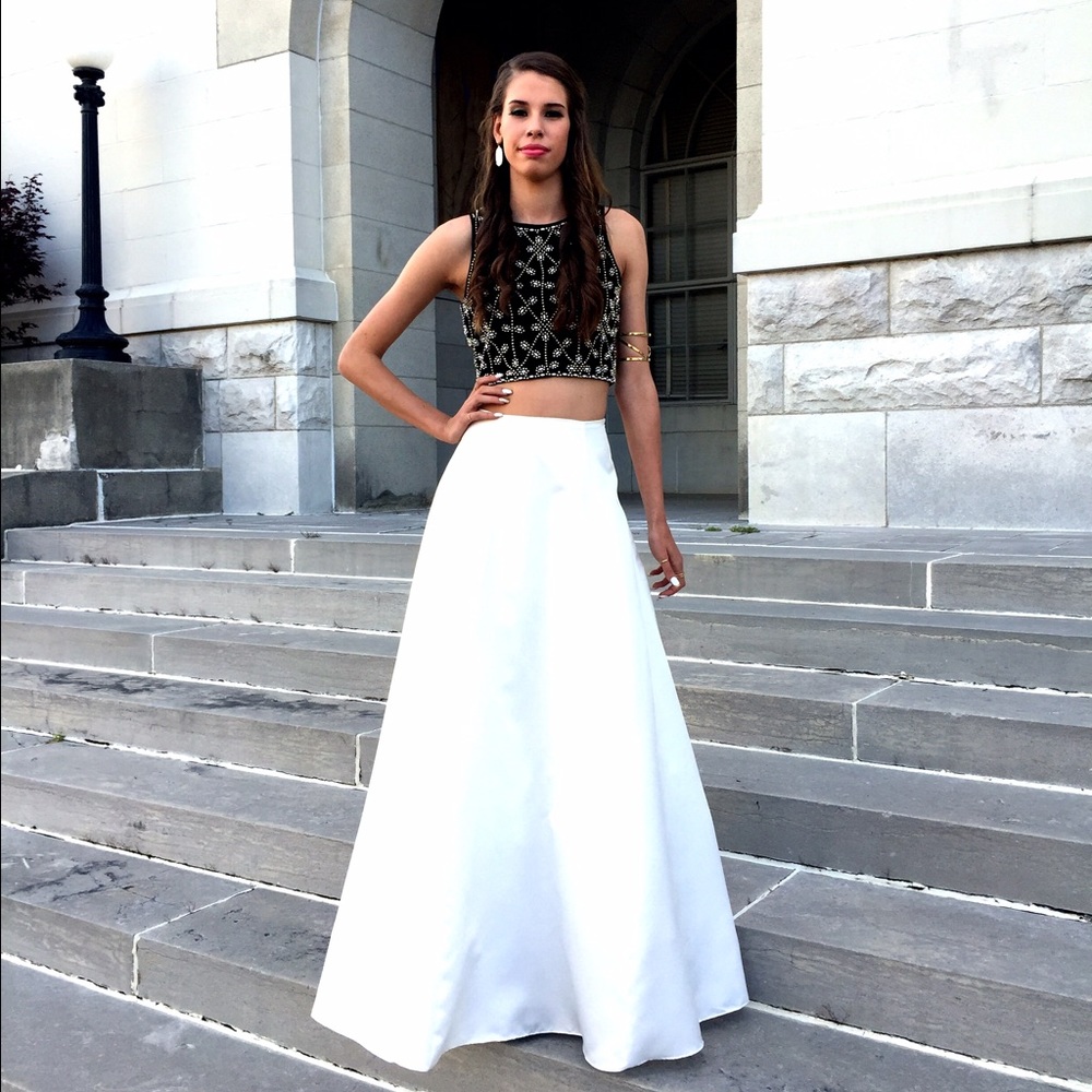 Black and white two piece dress