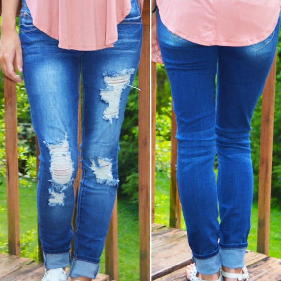 Boutique A Little Frayed Skinny Medium Wash Jeans - Picture 4 of 4