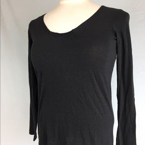 Vince Women's Black V-Neck Long Sleeve Shirt