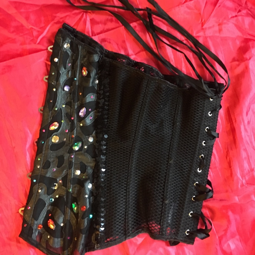 Jeweled see through corset