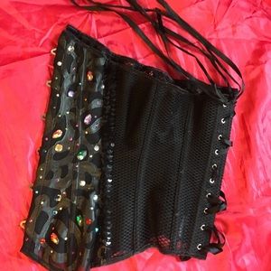 Jeweled see through corset