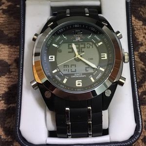 Black and silver watch