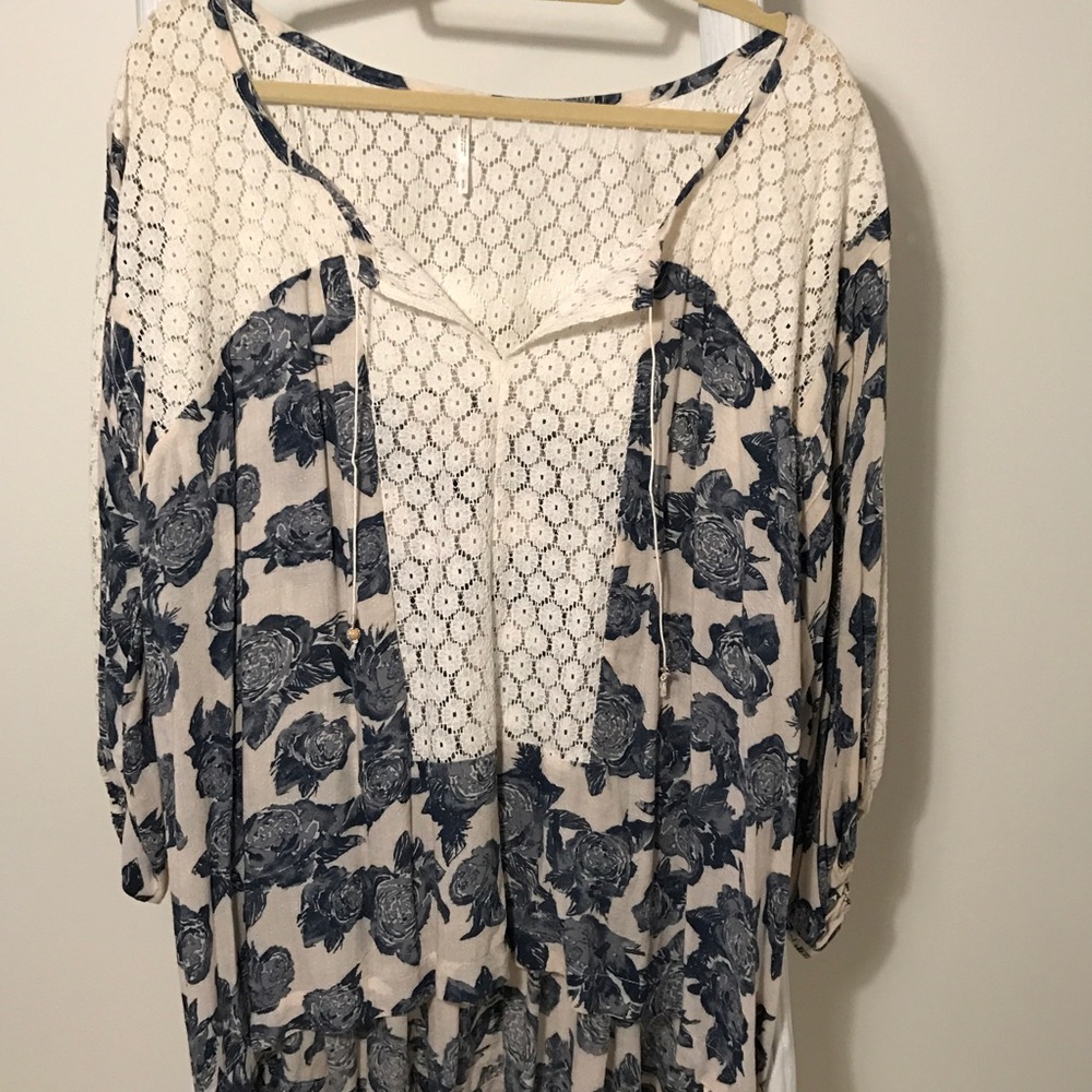 Free People Rose & Lace Blouse