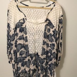 Free People Rose & Lace Blouse