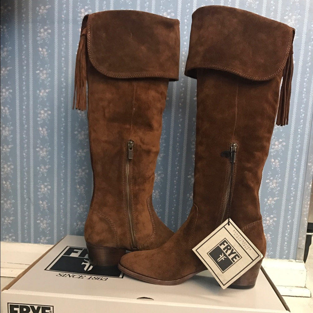 NWT  FRYE Over the Knee Suede "Clara" Tassel Tall G O R G E O U S  Boots - Picture 9 of 11