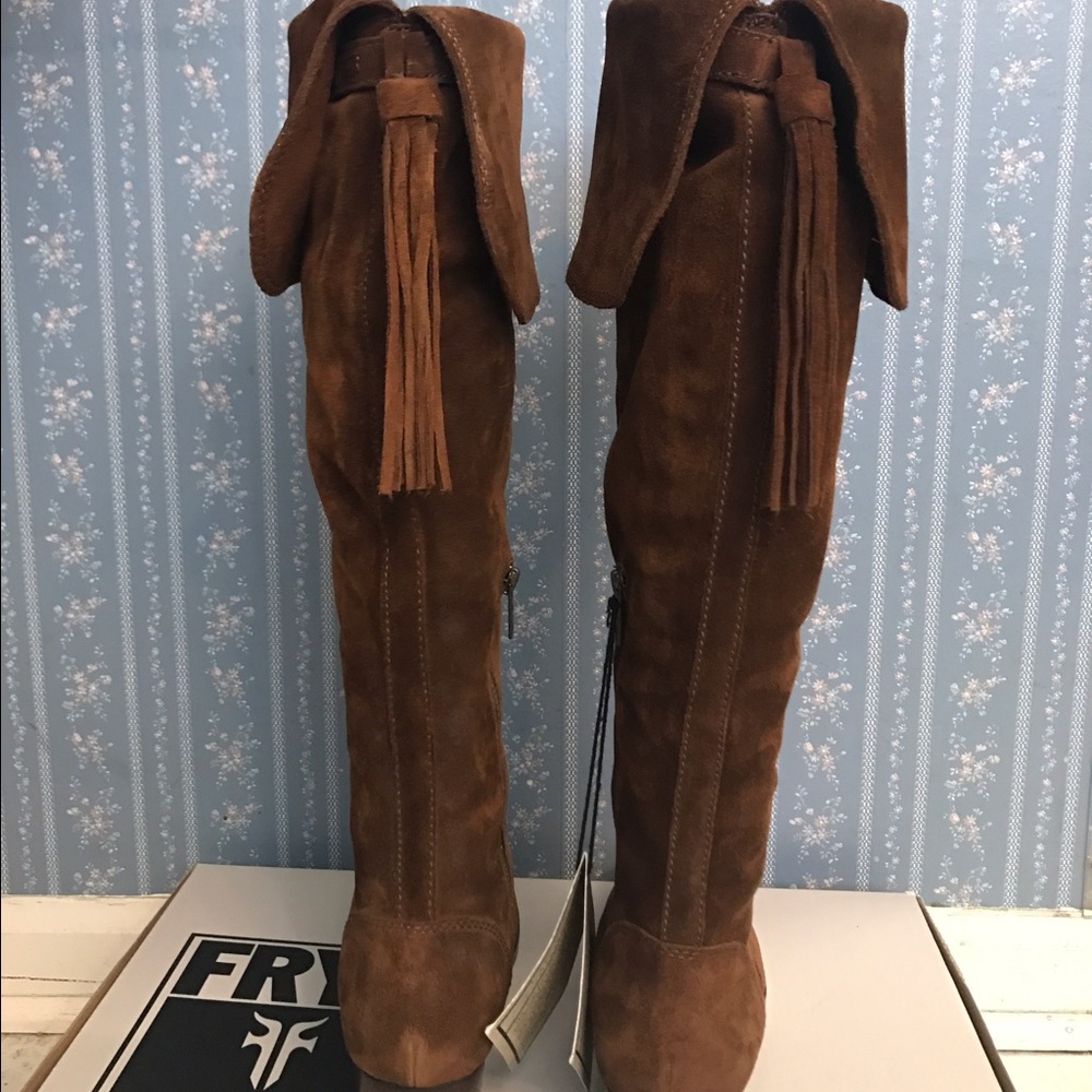 NWT  FRYE Over the Knee Suede "Clara" Tassel Tall G O R G E O U S  Boots - Picture 7 of 11