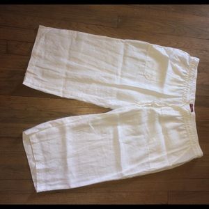White Linen Cropped Pants Size XXL