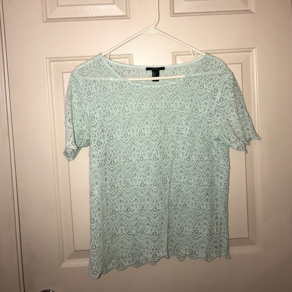 Mint Sheer Lace Top