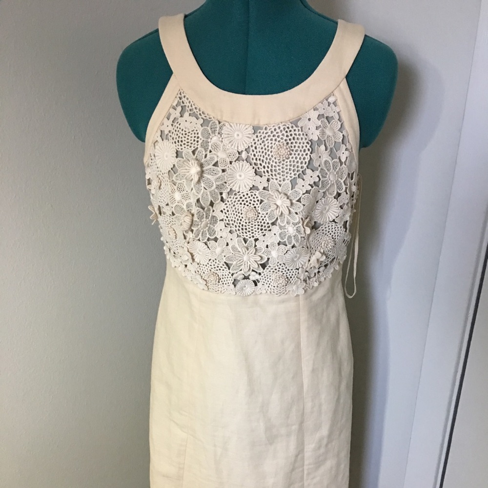 Anthropology cream dress.Size 4.