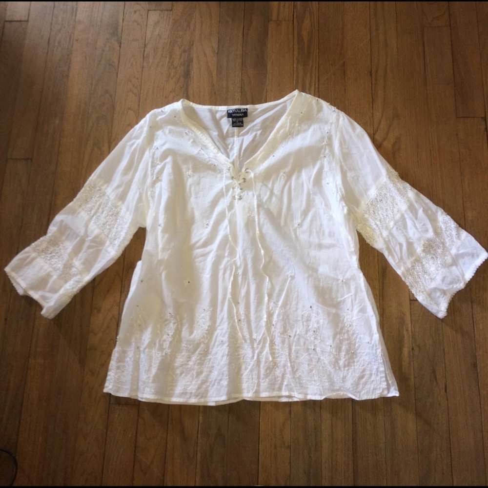 Cute White Spring Top Size 1X