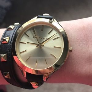 Michael Kors Slim Runway and Leather Wrap Watch