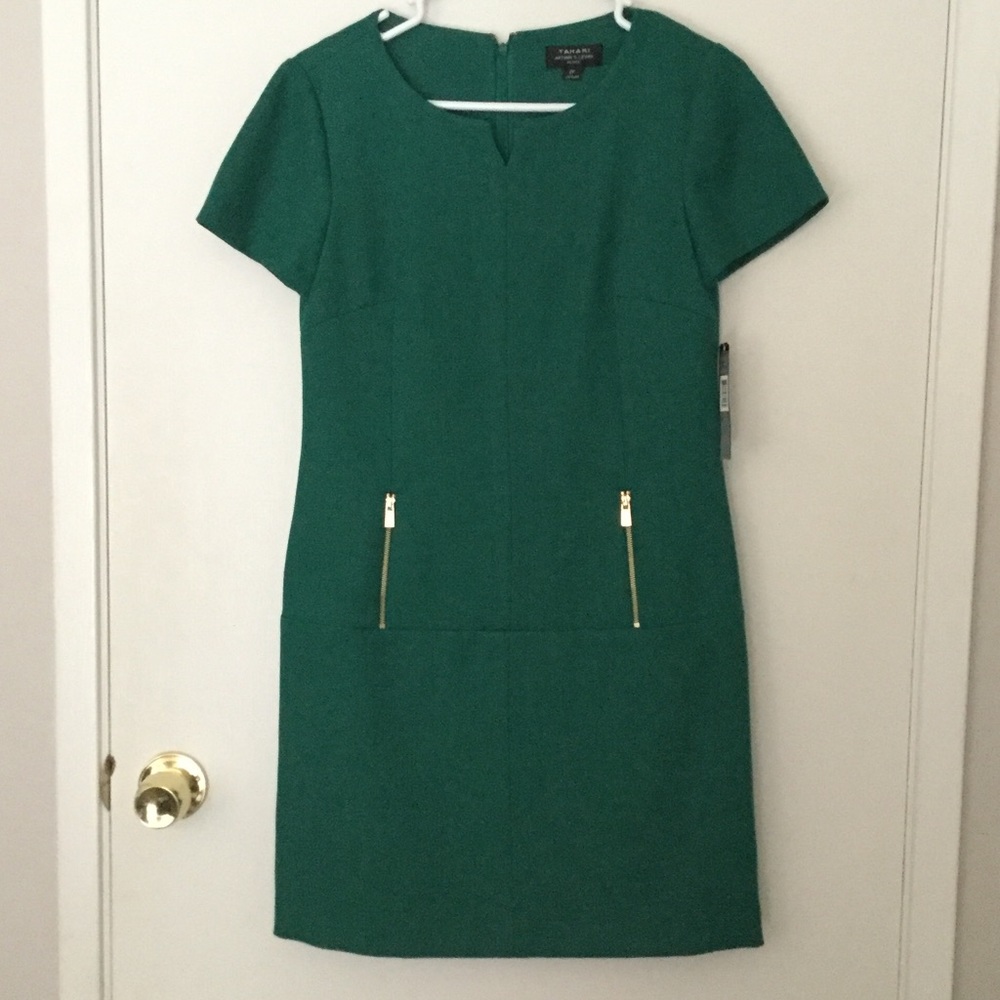 Tahari Emerald Green Sheath Dress