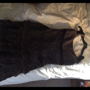 Elie Tahari Brown Lace Sleeveless Evening Dress