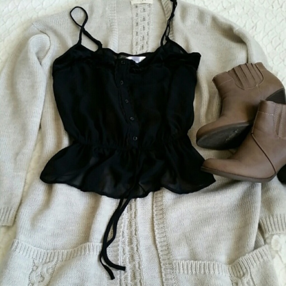 Velvet/Sheer Tank with Lace Detail