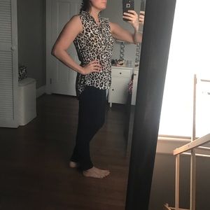 Sleeveless Leopard Print Blouse