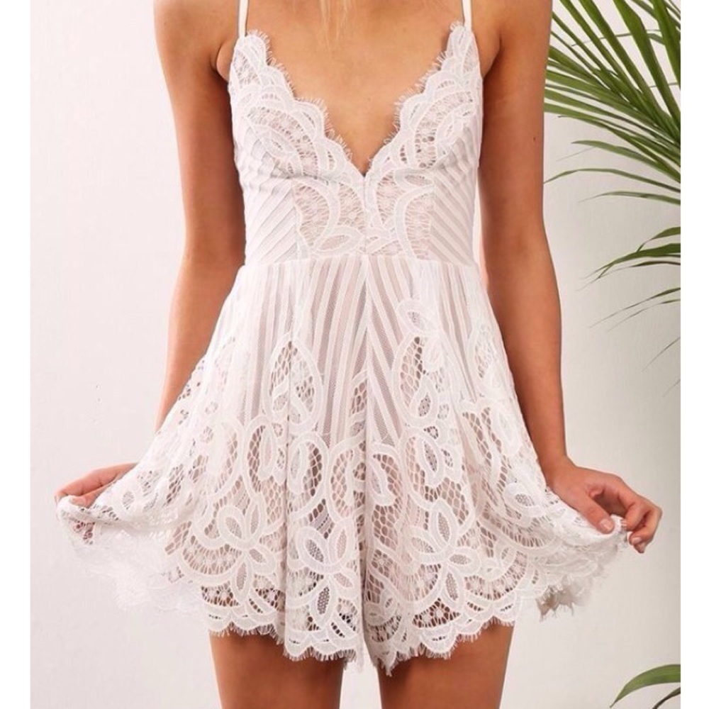 White lace romper, rompers, lace romper, lace