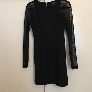 Little black dress with mesh long sleeves