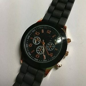 Rose Gold & Black Chronograph (look) Watch