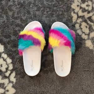 shoes nwt rainbow fur slides sandals size 9 poshmark