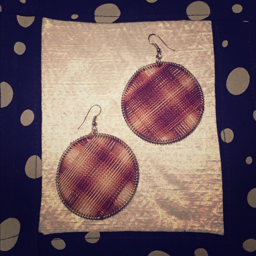 Hand woven hoop earrings