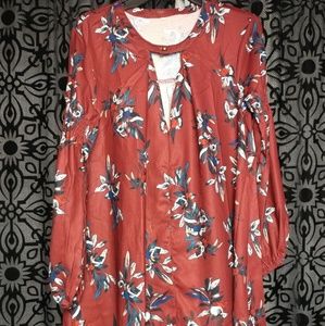 Dark Burgundy Floral flowy dress