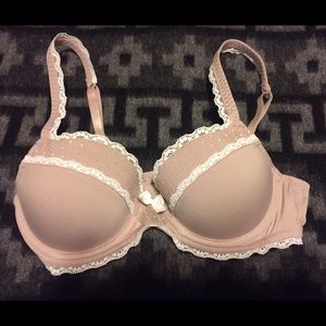 Tan bra with lace detail