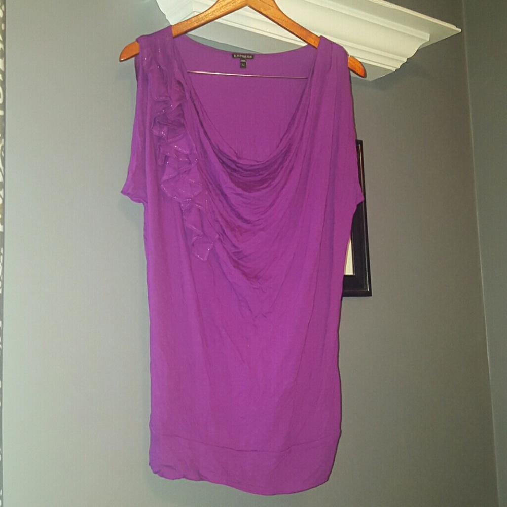Express banded bottom purple ruffle tunic