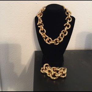 JCrew gold necklace and bracelet.