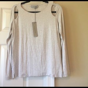 Italian made beige cold shoulder top